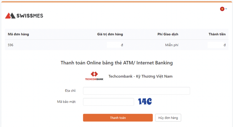 Bước 4 nạp tiền bằng ATM Online thông qua ví ngân lượng